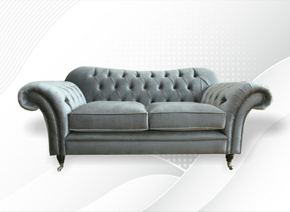 Chesterfield Textile Sofa 2-Seater Luxury Sofa Upholstered Sofas Design Fabric Sofas New